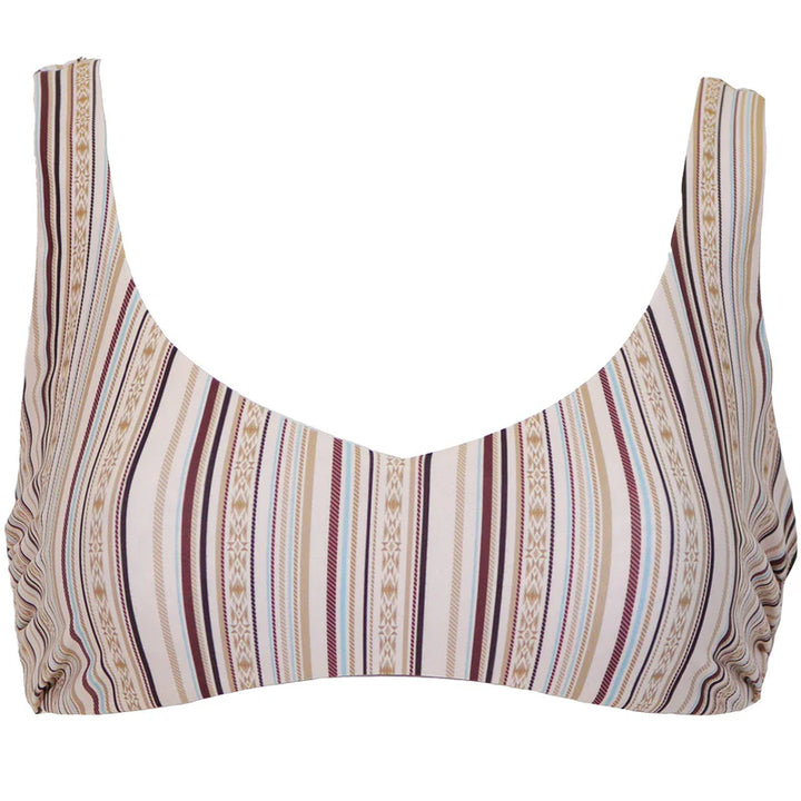 HOOEY WOMEN'S"THE RAMPY" REVERSIBLE SWIMSUIT STRIPES & TOOLED PATTERN SWIM TOP