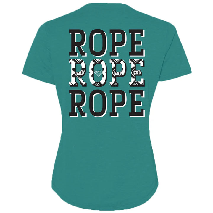 HOOEY WOMENS "ROPE ROPE ROPE" TEAL HEATHER T-SHIRT