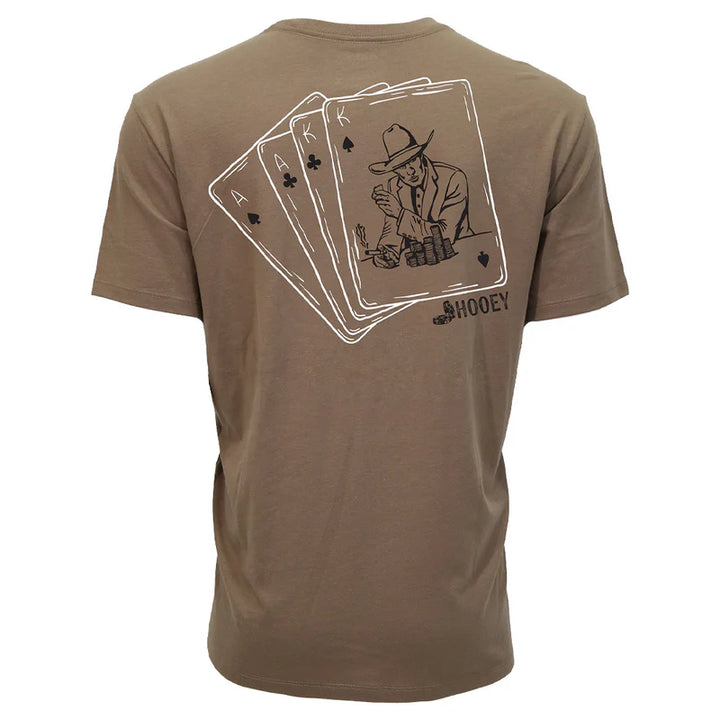 HOOEY MEN'S "GAMBLER" BROWN W/BLACK & WHITE CARD LOGO T SHIRT