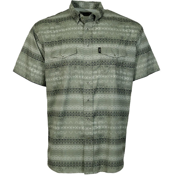 HOOEY MEN'S"SOL" SHORT SLEEVE PEARL SNAP  FOG GREEN W/AZTEC SHIRT