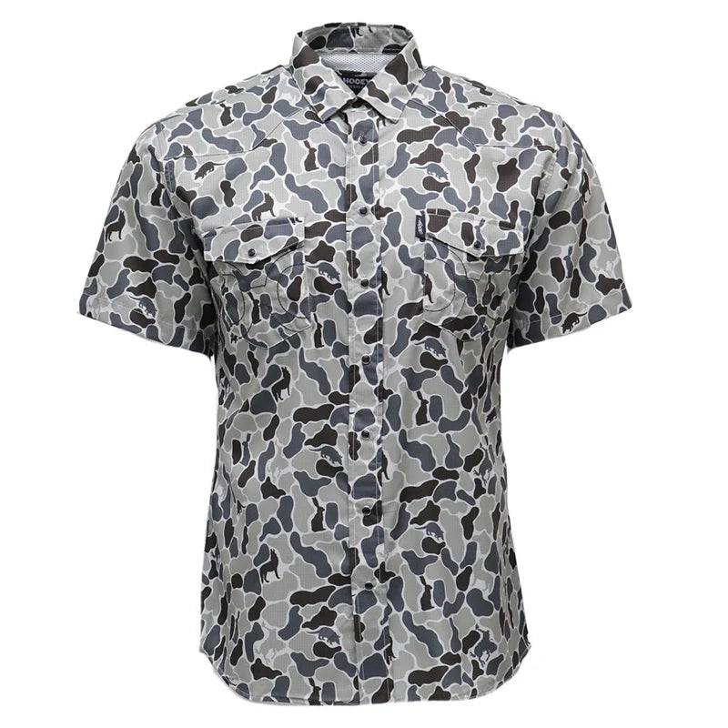 HOOEY MEN'S "SOL" SHORT SLEEVE PEARL SNAP GREY CAMO SHIRT