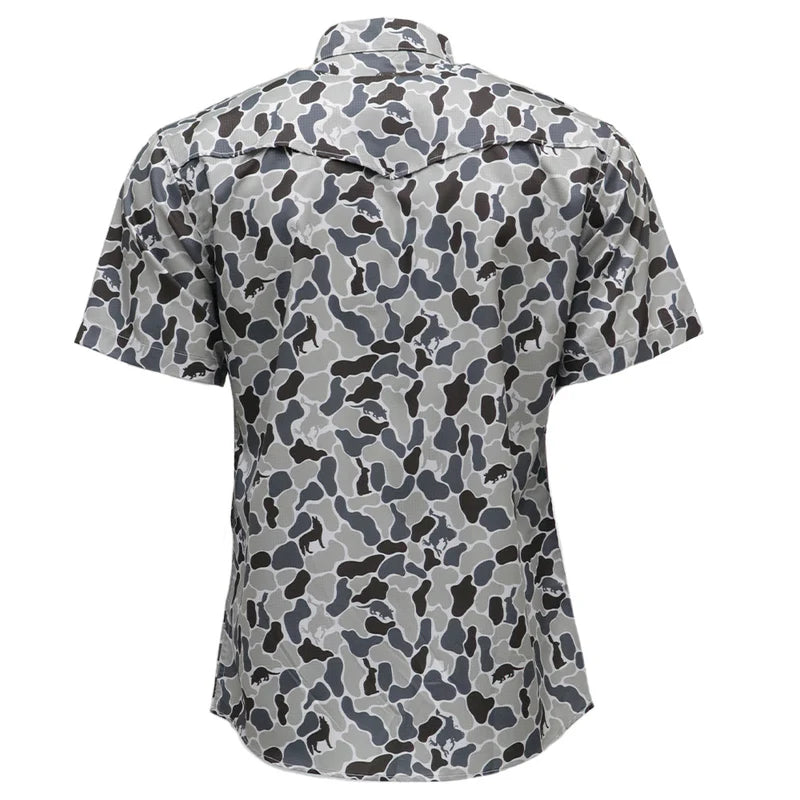 HOOEY MEN'S "SOL" SHORT SLEEVE PEARL SNAP GREY CAMO SHIRT