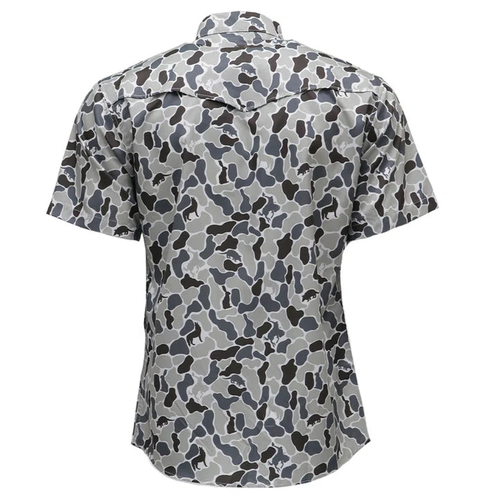 HOOEY MEN'S "SOL" SHORT SLEEVE PEARL SNAP GREY CAMO SHIRT