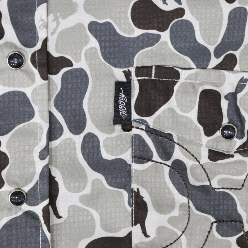 HOOEY MEN'S "SOL" SHORT SLEEVE PEARL SNAP GREY CAMO SHIRT