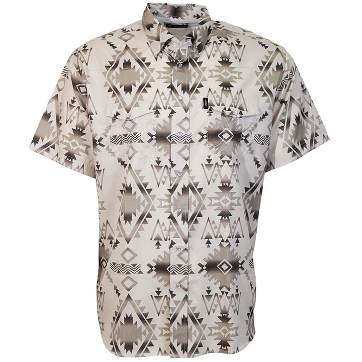 HOOEY MEN'S "SOL" SHORT SLEEVE PEARL SNAP TAN/AZTEC SHIRT