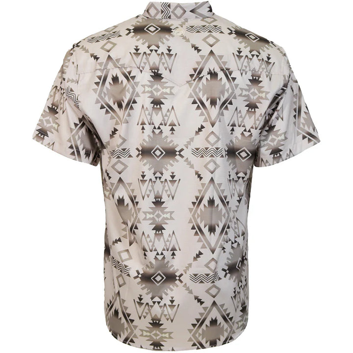 HOOEY MEN'S "SOL" SHORT SLEEVE PEARL SNAP TAN/AZTEC SHIRT