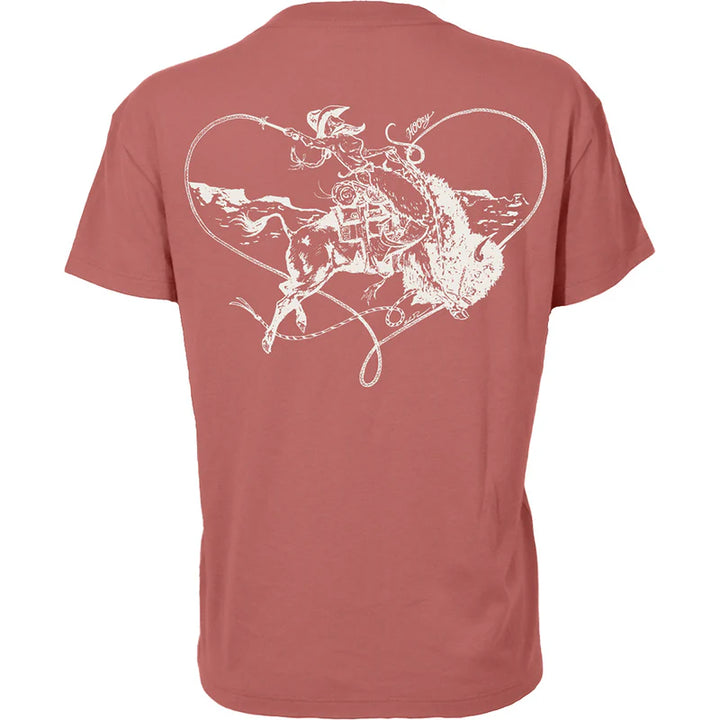 HOOEY WOMEN'S"BUFFALO HEART" CORAL W/HEART LOGO T SHIRT