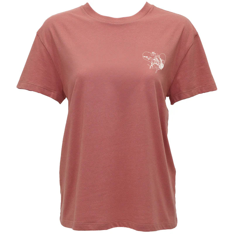 HOOEY WOMEN'S"BUFFALO HEART" CORAL W/HEART LOGO T SHIRT