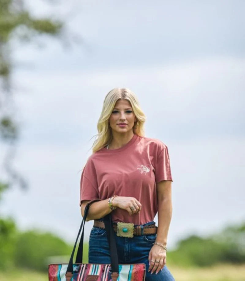 HOOEY WOMEN'S"BUFFALO HEART" CORAL W/HEART LOGO T SHIRT