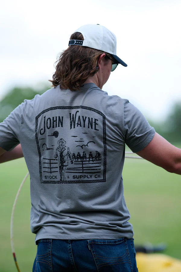 HOOEY MEN'S" JOHN WAYNE" DARK GREY POCKET T-SHIRT