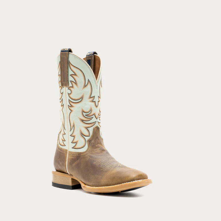 HYER WOMEN'S TOPEKA TAN Robin's Egg blue SHAFT Broad Square BOOT