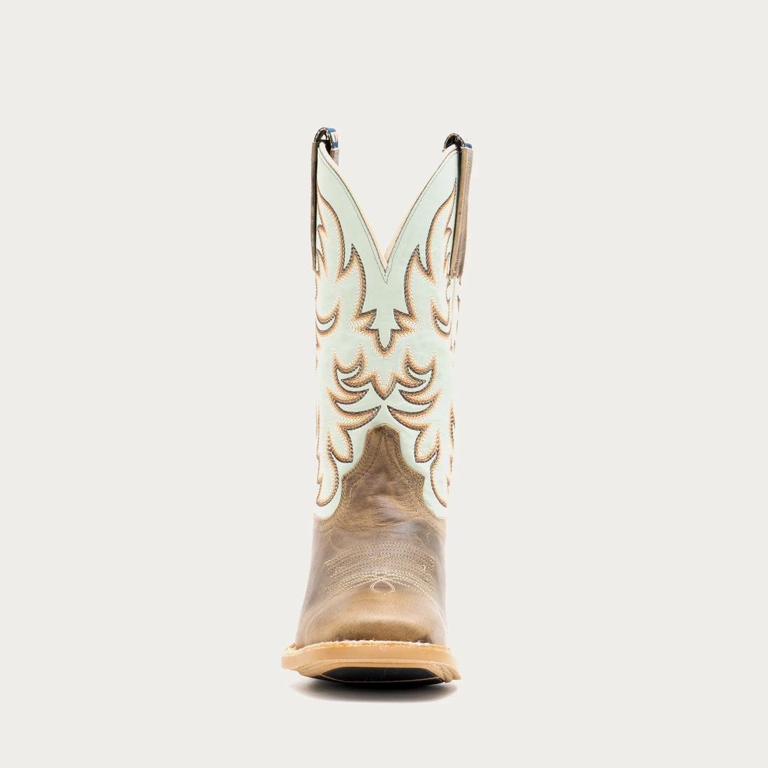 HYER WOMEN'S TOPEKA TAN Robin's Egg blue SHAFT Broad Square BOOT