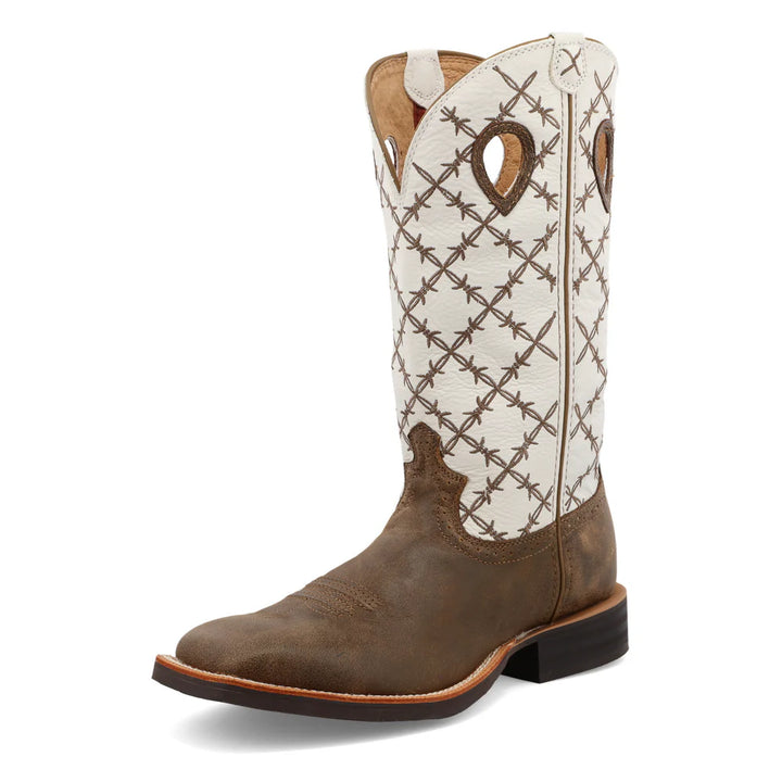 TWISTED X MEN'S 14" Ruff Stock Bomber & White Wide Square Toe Boot