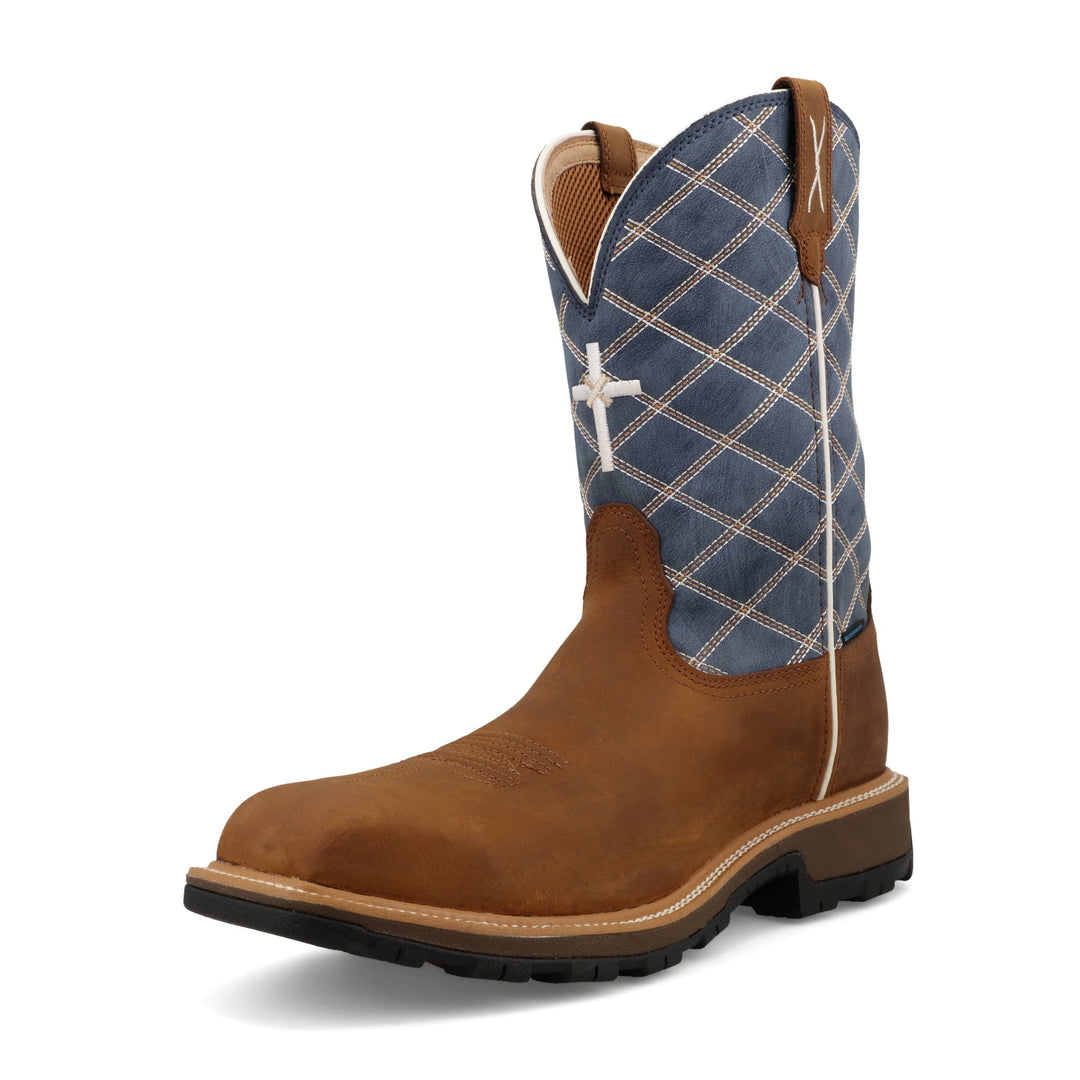 TWISTED X MEN'S OILED SADDLE & DENIM BLUE 11" ULTRALITE X WORK BOOT