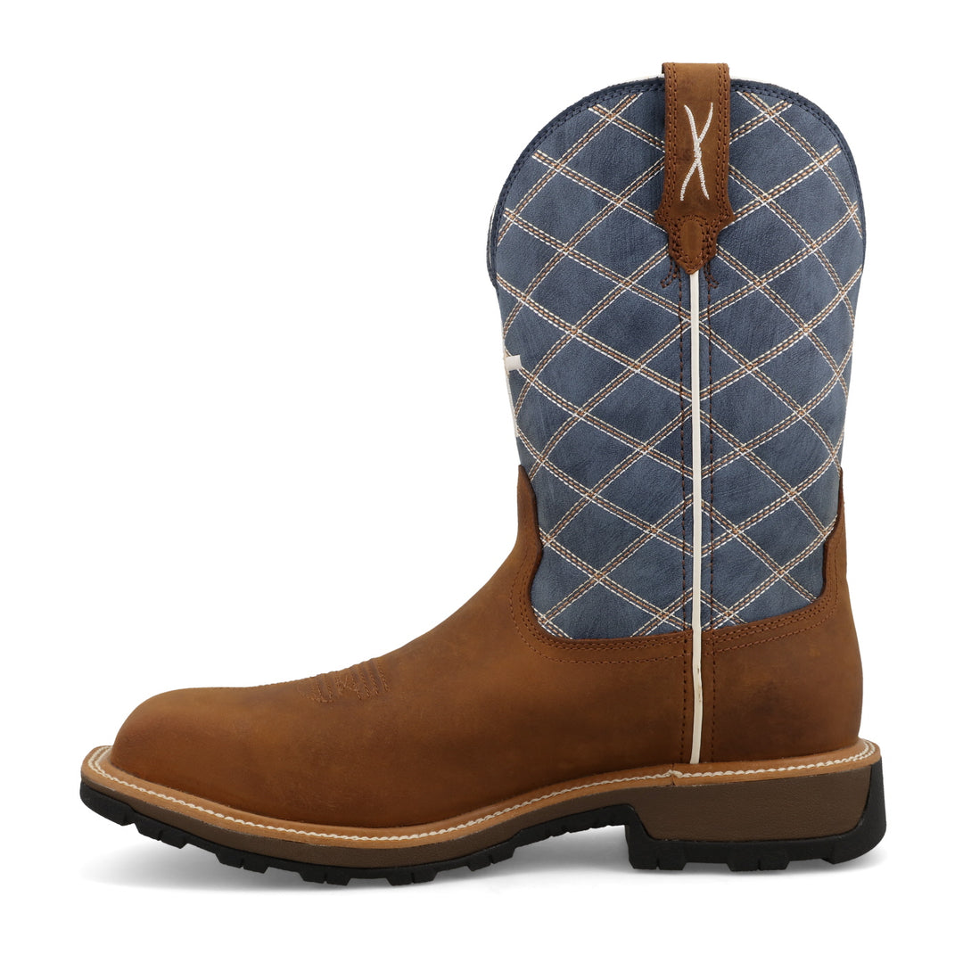 TWISTED X MEN'S OILED SADDLE & DENIM BLUE 11" ULTRALITE X WORK BOOT