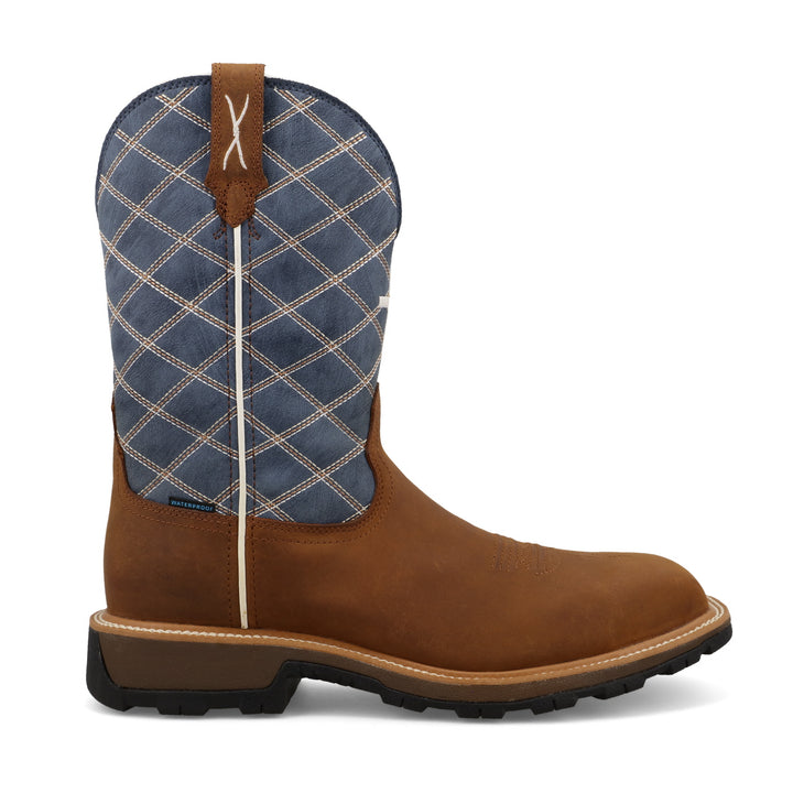 TWISTED X MEN'S OILED SADDLE & DENIM BLUE 11" ULTRALITE X WORK BOOT