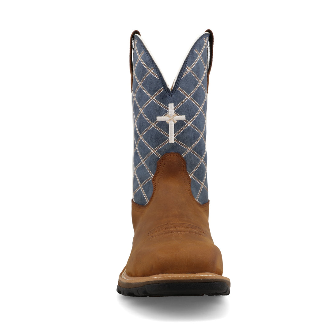 TWISTED X MEN'S OILED SADDLE & DENIM BLUE 11" ULTRALITE X WORK BOOT
