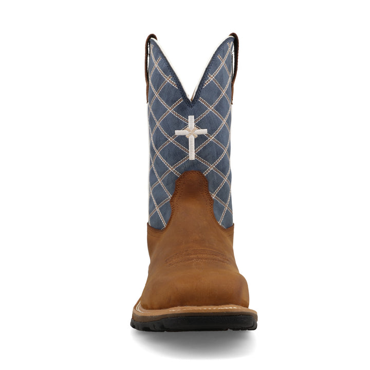 TWISTED X MEN'S OILED SADDLE & DENIM BLUE 11" ULTRALITE X WORK BOOT