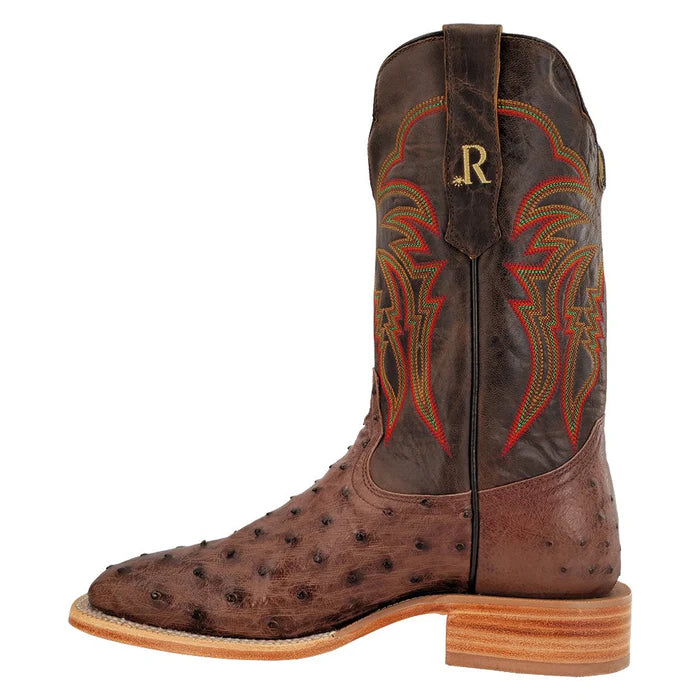 R WATSON MEN'S KANGO TOBAC FULL QUILL OSTRICH / TUSCANY MEIL WIDE SQUARE TOE BOOT