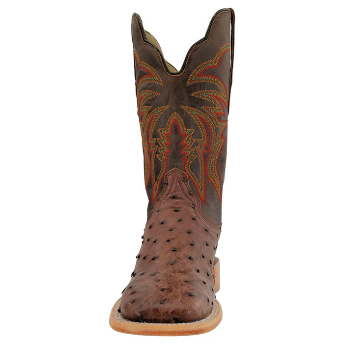 R WATSON MEN'S KANGO TOBAC FULL QUILL OSTRICH / TUSCANY MEIL WIDE SQUARE TOE BOOT