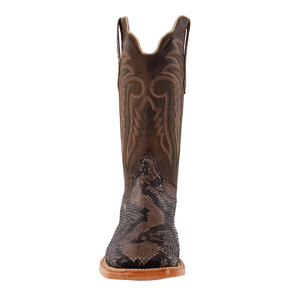 R. Watson Men's Rustic Python Belly Wide Square Toe Cowboy Boot