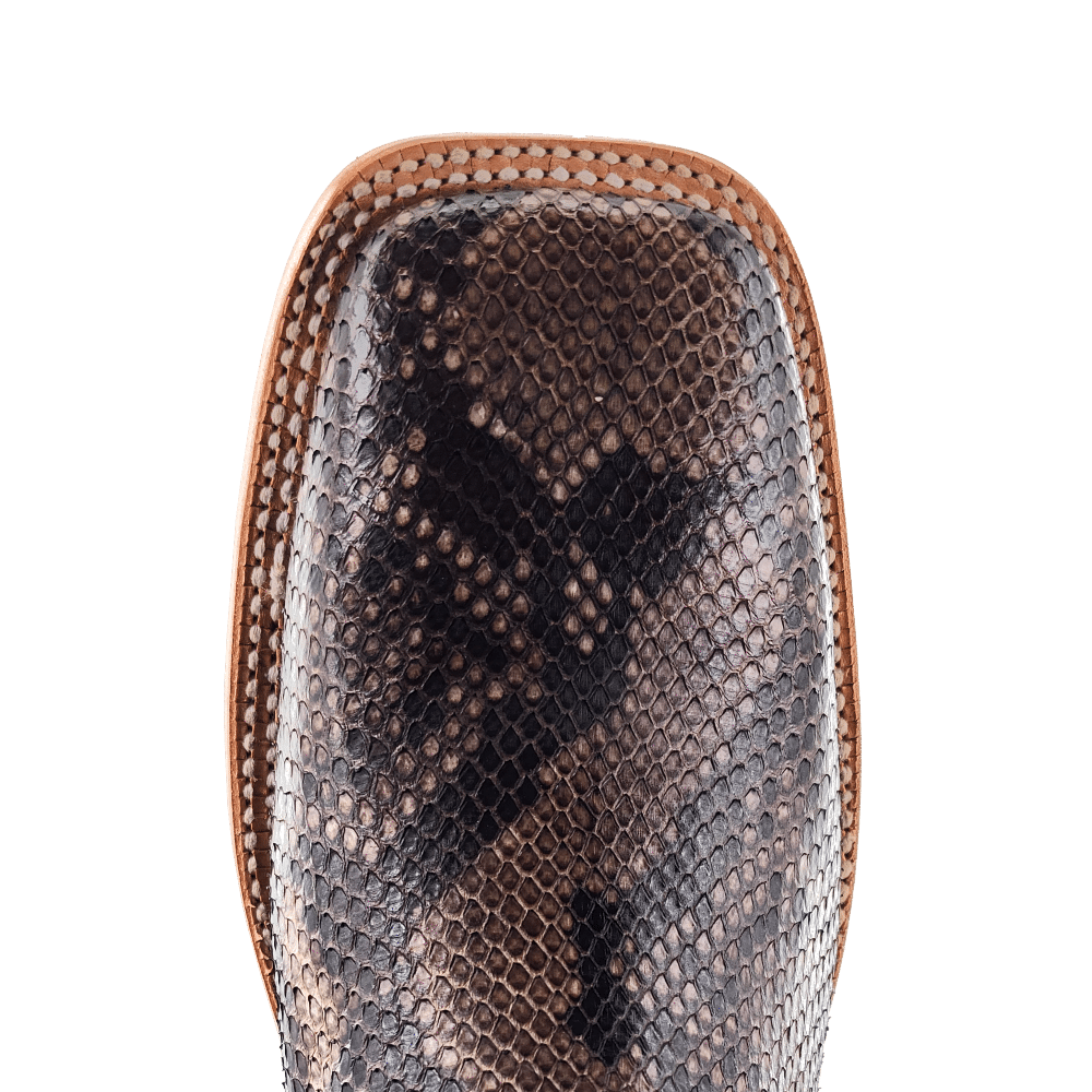R. Watson Men's Rustic Python Belly Wide Square Toe Cowboy Boot