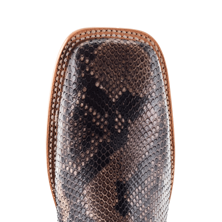 R. Watson Men's Rustic Python Belly Wide Square Toe Cowboy Boot