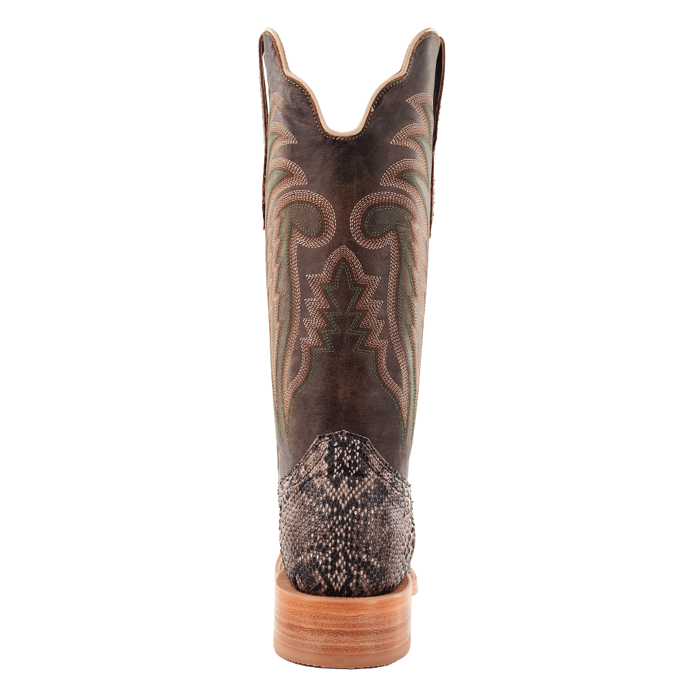 R. Watson Men's Rustic Python Belly Wide Square Toe Cowboy Boot