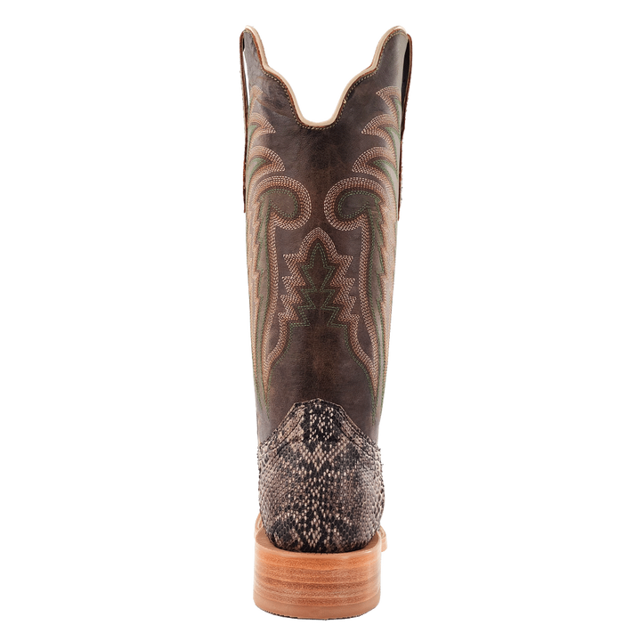 R. Watson Men's Rustic Python Belly Wide Square Toe Cowboy Boot