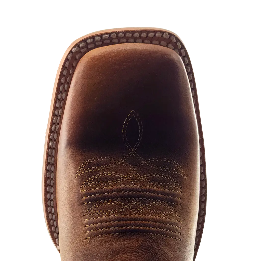 R. Watson Men's Honey Brown & Electric Blue Square Toe Cowboy Boots