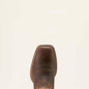 Front top-down view of Ariat Sport Rustler Wide Square Toe Men’s Cowboy Boots highlighting the wide square toe and premium leather