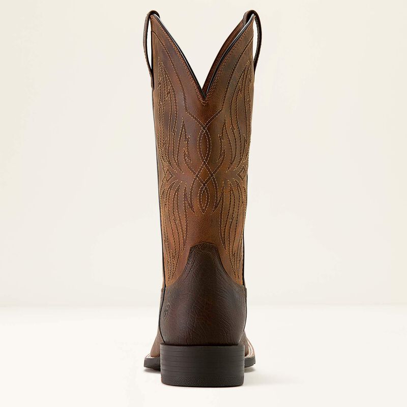 Back view of men’s Western cowboy boots highlighting pull-on tabs and ATS technology