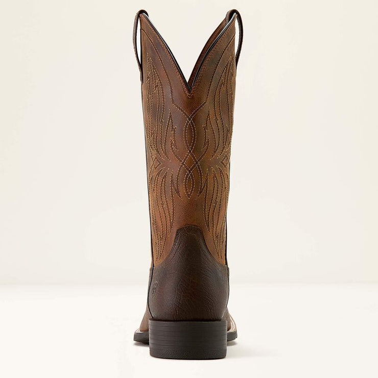 Back view of men’s Western cowboy boots highlighting pull-on tabs and ATS technology