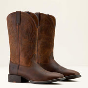 Ariat Sport Rustler Wide Square Toe Men’s Cowboy Boots side by side showing premium leather and wide square toe