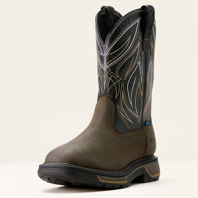 Front view of Ariat Big Rig BOA Men’s Waterproof Work Boot with protective toe and rugged build.
