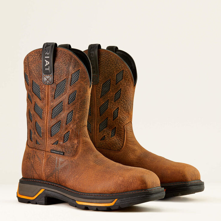 Close-up of Ariat Big Rig Tread VentTEK Work Boot highlighting VentTEK mesh panels and rugged stitching.