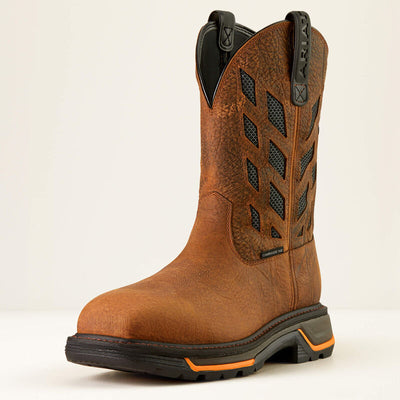 Front view of Ariat Big Rig Tread VentTEK Men’s Composite Toe Work Boot with rugged round toe.