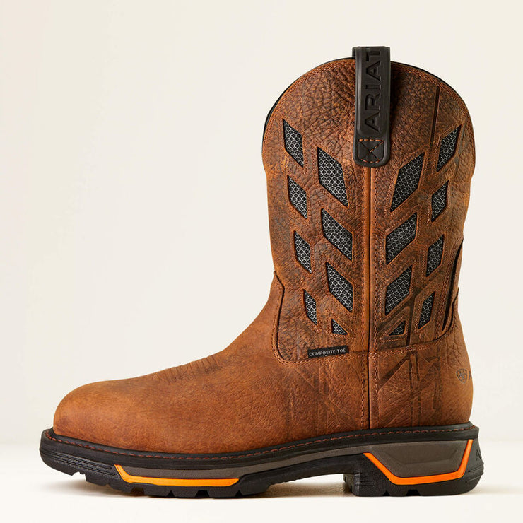 Side profile of Ariat Big Rig Tread VentTEK Men’s Work Boot showing durable leather and VentTEK mesh panels.