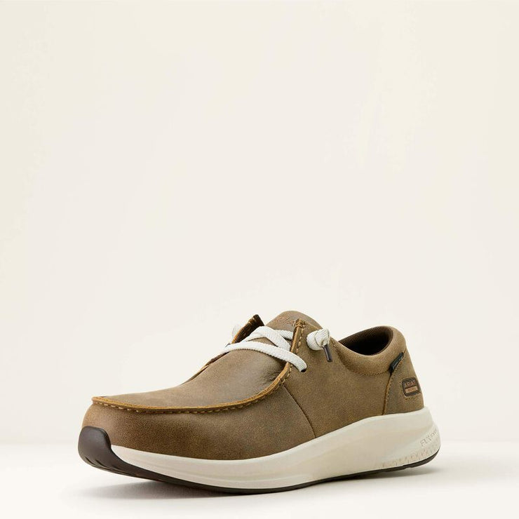 Front view of ARIAT Buckeye Steel Toe Men’s Work Shoe with low-cut athletic style and protective steel safety toe.