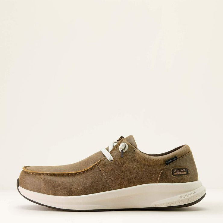Side profile of ARIAT Buckeye Men’s Steel Toe Work Shoe showing durable construction and sleek design.