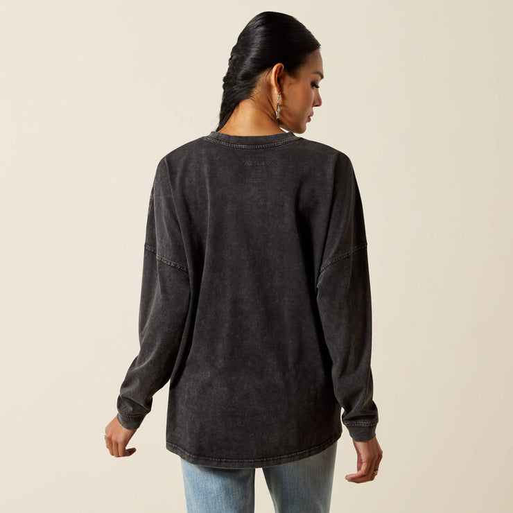 Back view of Ariat Canvas Women’s Oversized T-Shirt with plain solid design