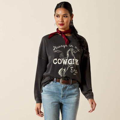 Front view of Ariat Canvas Women’s Oversized T-Shirt with Ariat graphic design