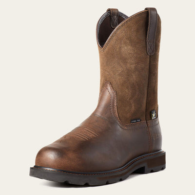 Front view of ARIAT Groundbreaker Men’s Steel Toe Work Boots with MetGuard protection
