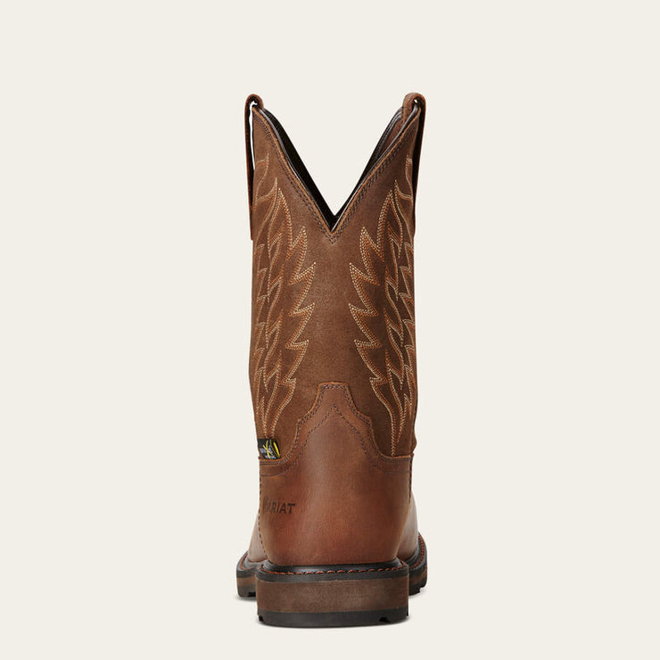 Close-up of the heel of Ariat Groundbreaker Wide Square Toe MetGuard Men’s Steel Toe Work Boot showing durability and stability