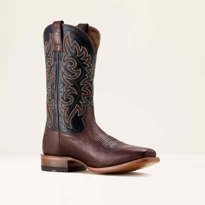 Angled view of Ariat Highbluff Men’s Cowboy Boot showing square toe and shaft design.