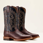 Close-up of Ariat Highbluff Cowboy Boot showing six-row stitching and leather detail.