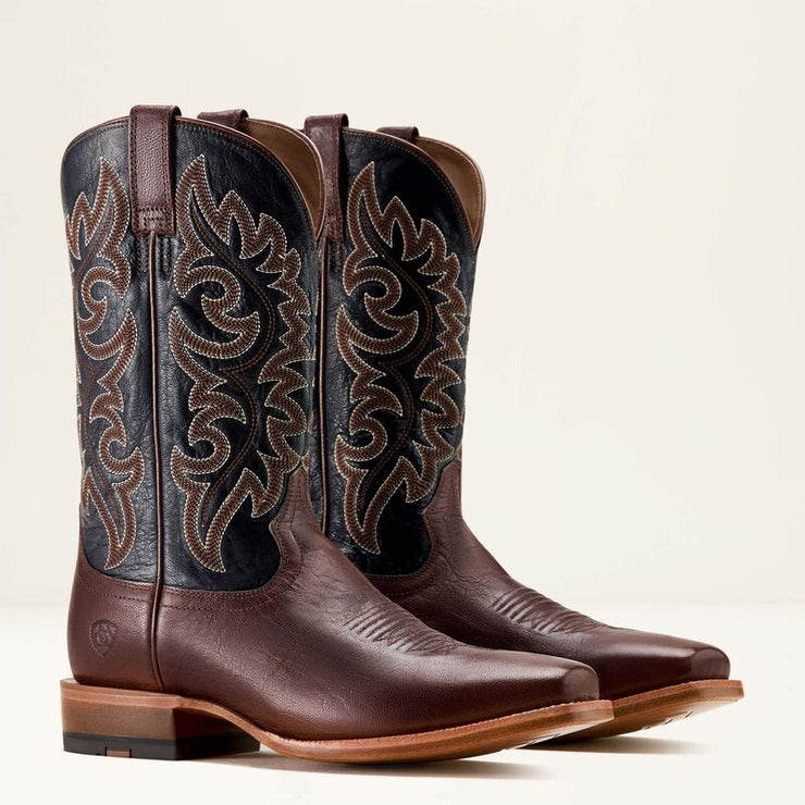 Close-up of Ariat Highbluff Cowboy Boot showing six-row stitching and leather detail.