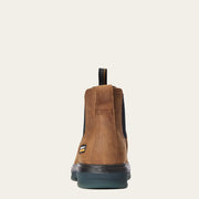 Back heel view of ARIAT Turbo Chelsea Work Boots with ATS technology for stability and ergonomic support – perfect men’s work boots.