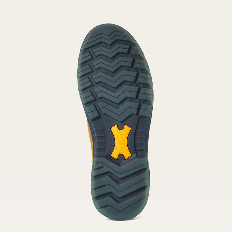 Outsole view of ARIAT Men’s Chelsea Work Boots featuring slip-resistant sole for traction and long-lasting wear.
