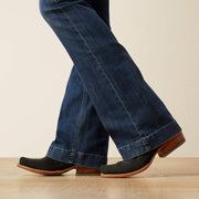 Woman wearing Ariat Perfect Rise Bessie Women’s Slim Trouser Jeans over cowboy boots